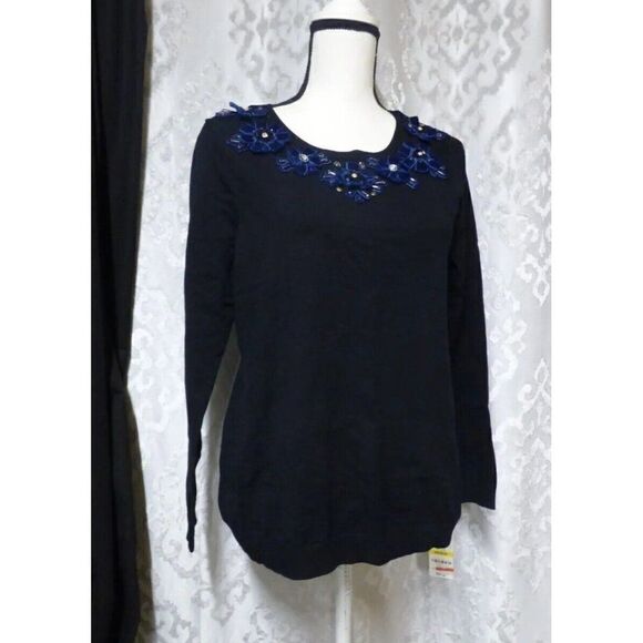 $99.00 Charter Club Jewel Tones Embellished Sweater, M - Picture 1 of 6